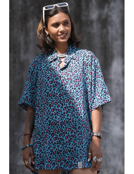 Camisa TURQUOISE LEOPARD