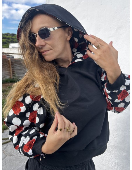 Short Hoodie FLAMENCA NEGRA
