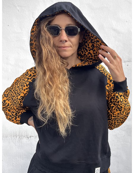 Short Hoodie MOSTARD LEOPARD