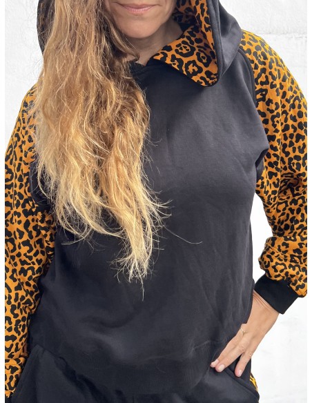 Short Hoodie MOSTARD LEOPARD