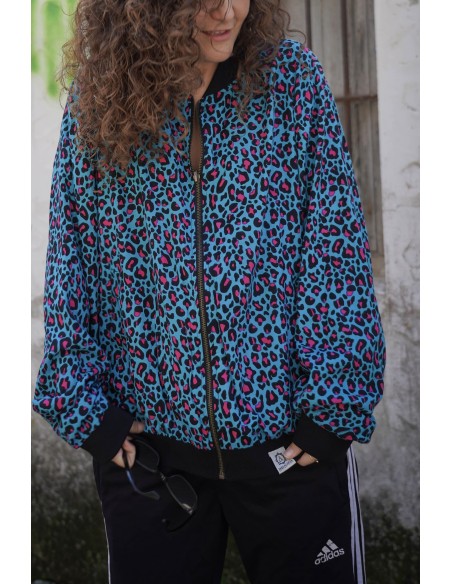 Bomber TURQUOISE LEOPARD