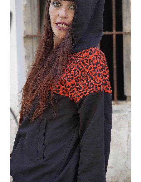 Hoodie RED LEOPARD
