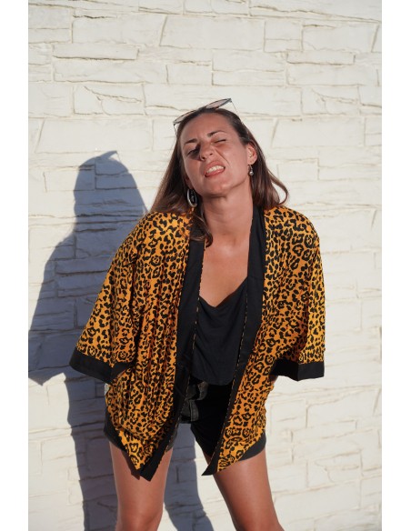 Kimono Neo MOSTARD LEOPARD