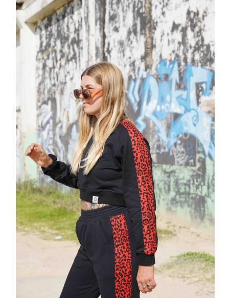 Crop Pullover RED LEOPARD