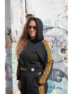 Crop Hoodie MOSTARD LEOPARD