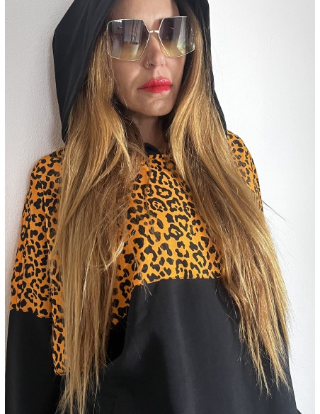 Hoodie MOSTARD LEOPARD