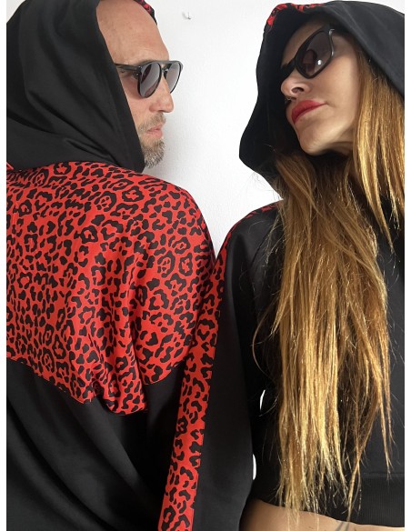 Crop Hoodie RED LEOPARD