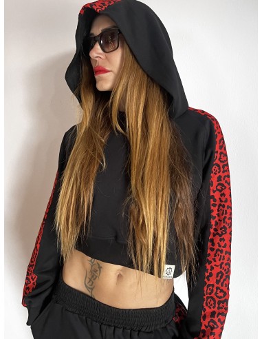 Crop Hoodie RED LEOPARD