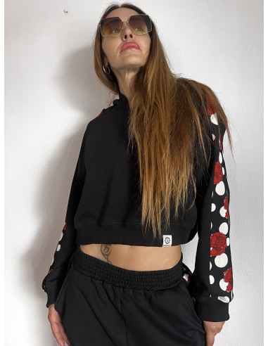 Crop Hoodie FLAMENCA NEGRA