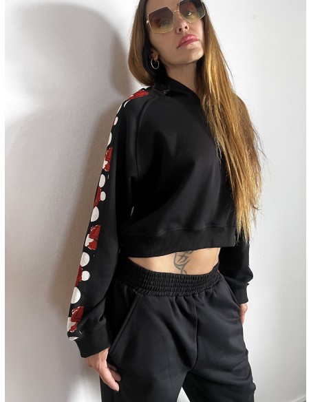 Crop Hoodie FLAMENCA NEGRA